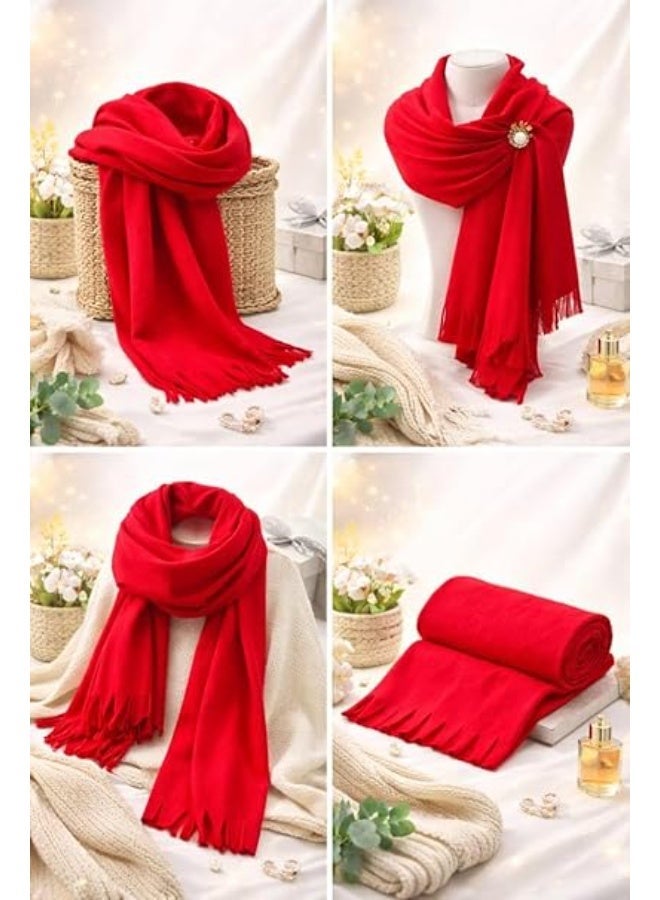 A fringed wrap shawl, a soft wool blanket scarf, an oversized winter accessory (red) - Image 3